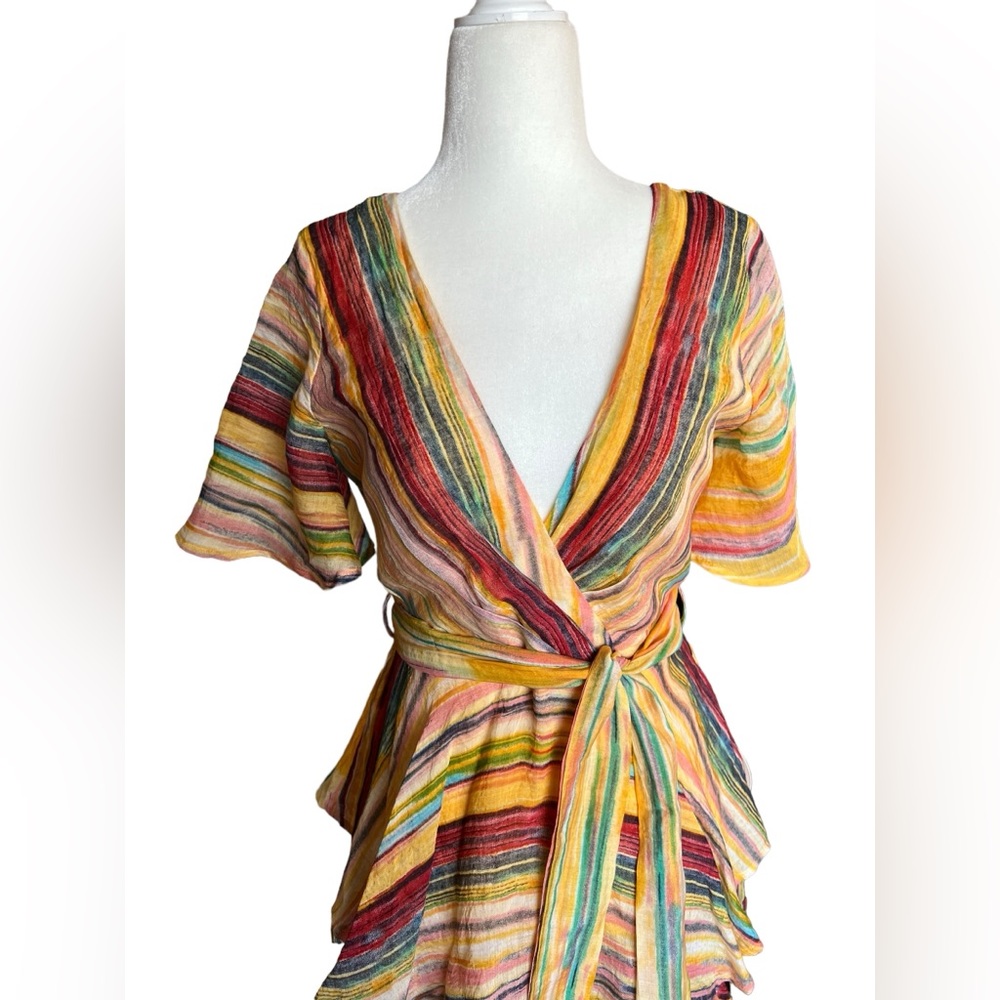 NWT Luxxel Stripped Print Ruffle Romper Small Dress Juniors LR 5795 - Picture 2 of 14